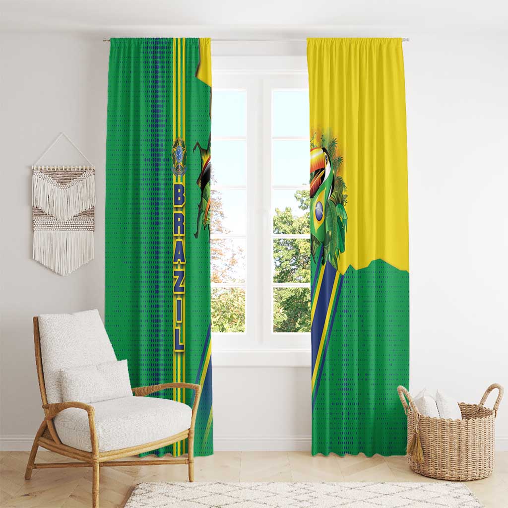 Brazil Flag Emblem Window Curtain Toco Toucan In My Heart