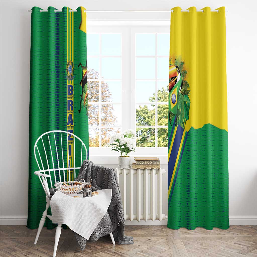 Brazil Flag Emblem Window Curtain Toco Toucan In My Heart