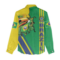 Brazil Flag Emblem Women Casual Shirt Toco Toucan In My Heart