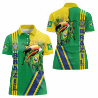 Brazil Flag Emblem Women Polo Shirt Toco Toucan In My Heart