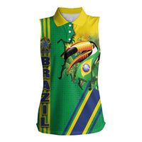 Brazil Flag Emblem Women Sleeveless Polo Shirt Toco Toucan In My Heart