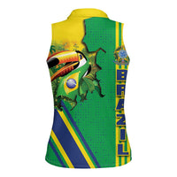 Brazil Flag Emblem Women Sleeveless Polo Shirt Toco Toucan In My Heart