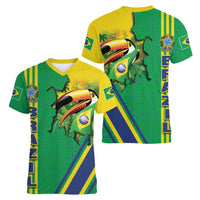Brazil Flag Emblem Women V-Neck T-Shirt Toco Toucan In My Heart