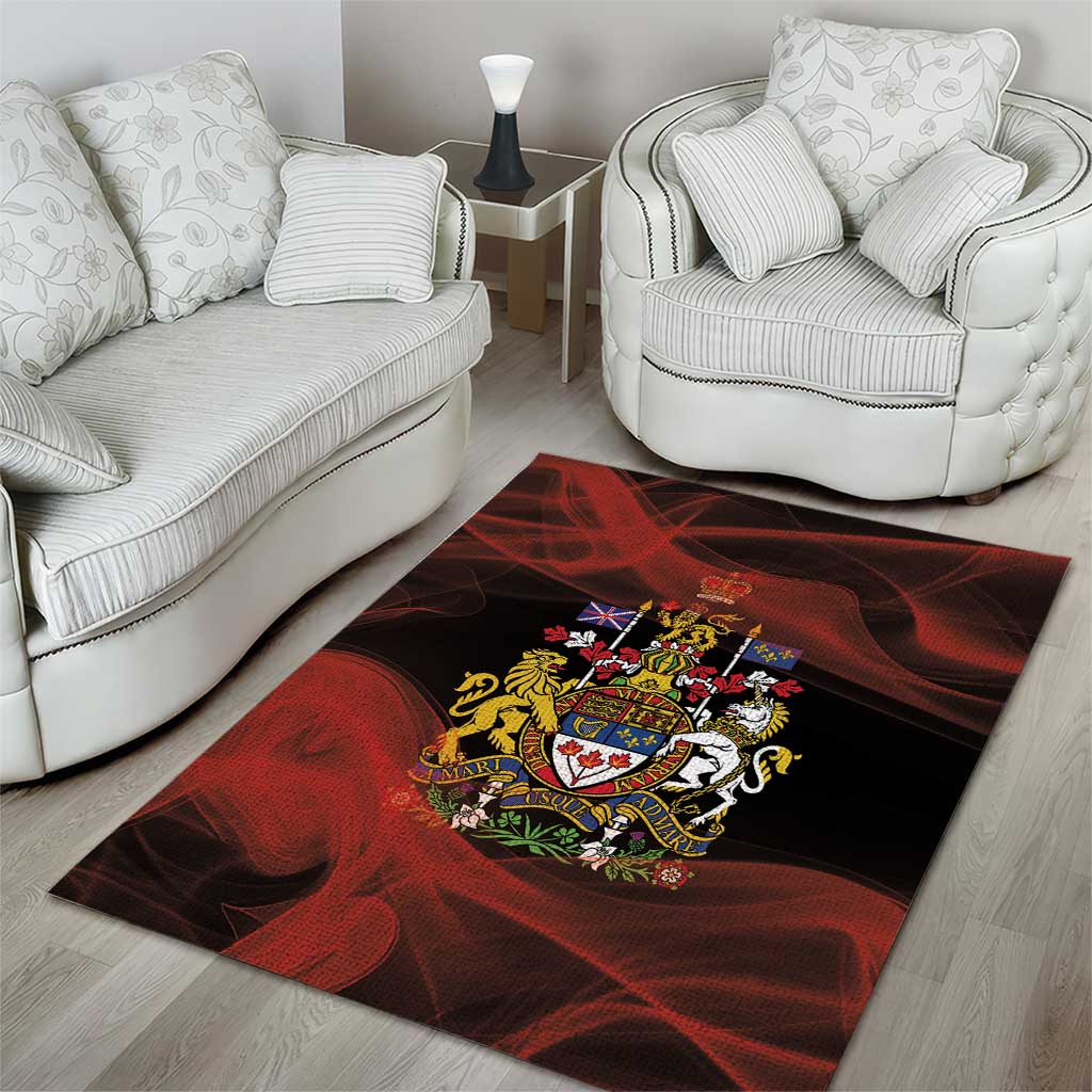 Canada Flag Coat of Arms Area Rug Light Wave Abstract Style