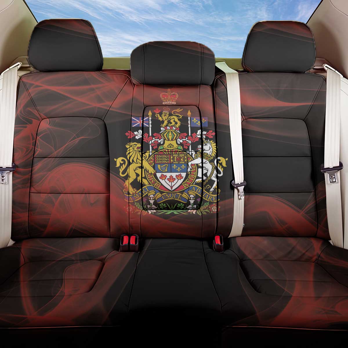 Canada Flag Coat of Arms Back Car Seat Cover Light Wave Abstract Style