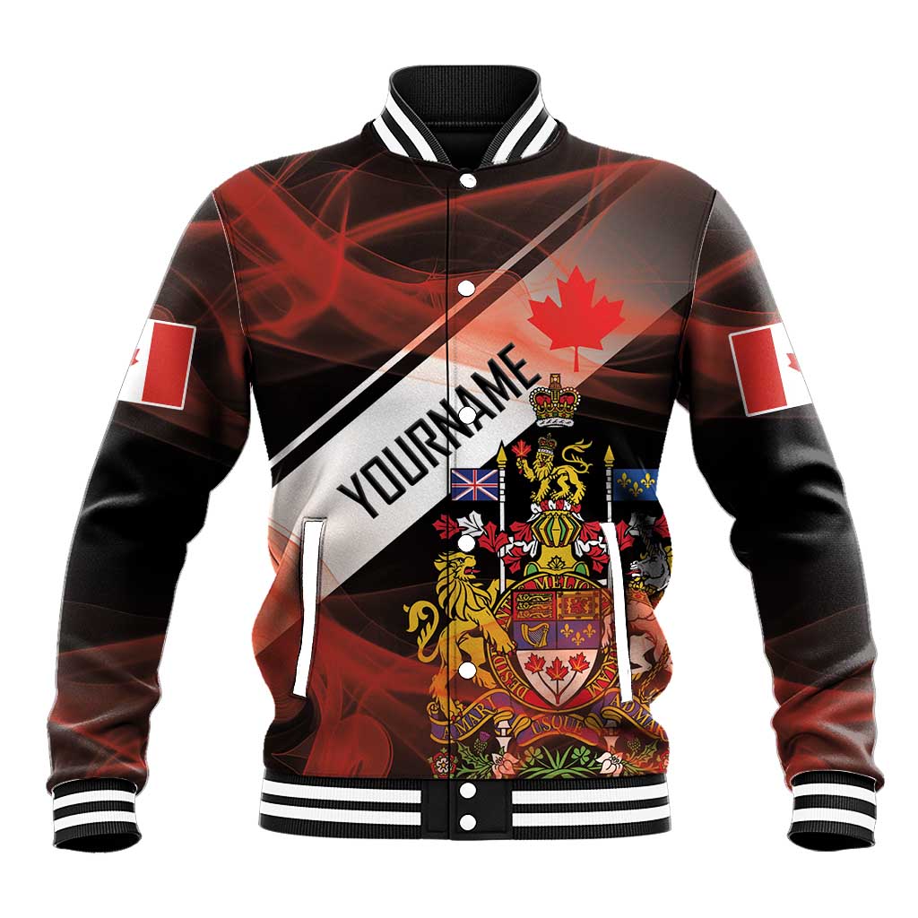 Canada Flag Coat of Arms Baseball Jacket Light Wave Abstract Style