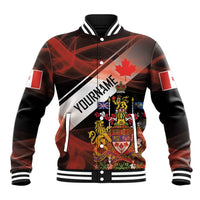 Canada Flag Coat of Arms Baseball Jacket Light Wave Abstract Style