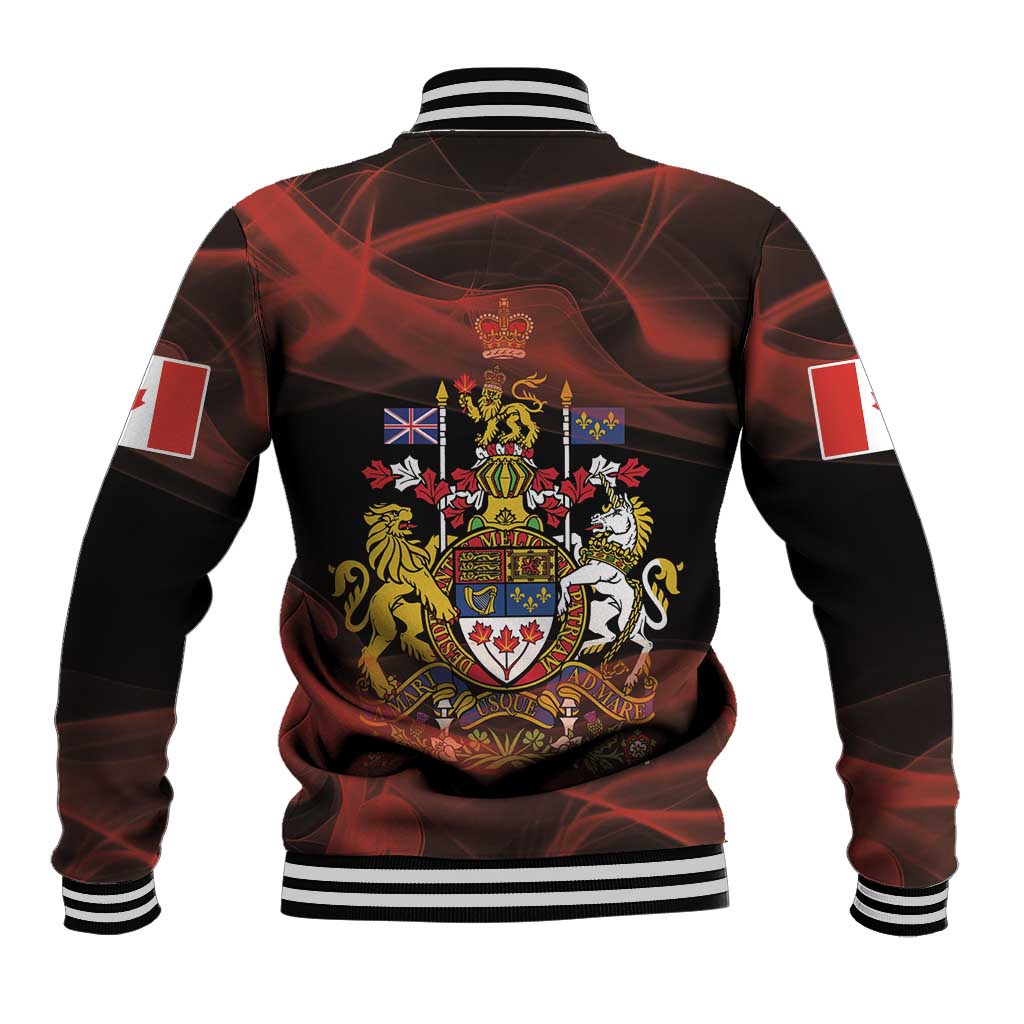 Canada Flag Coat of Arms Baseball Jacket Light Wave Abstract Style