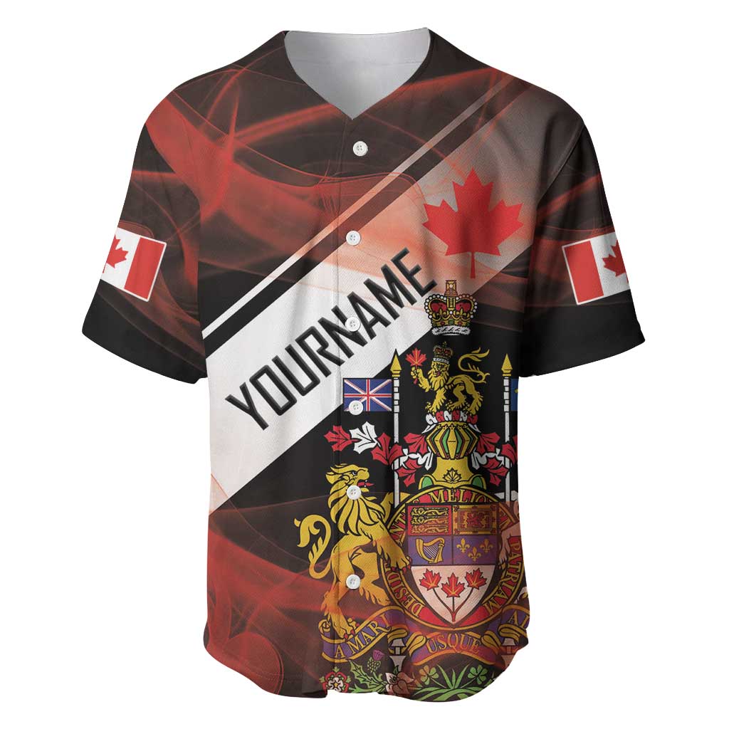 Canada Flag Coat of Arms Baseball Jersey Light Wave Abstract Style