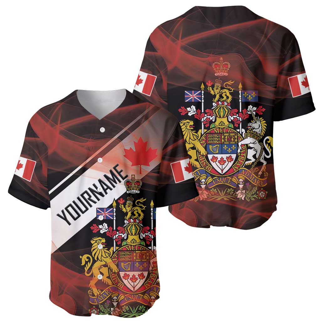 Canada Flag Coat of Arms Baseball Jersey Light Wave Abstract Style