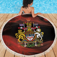 Canada Flag Coat of Arms Beach Blanket Light Wave Abstract Style