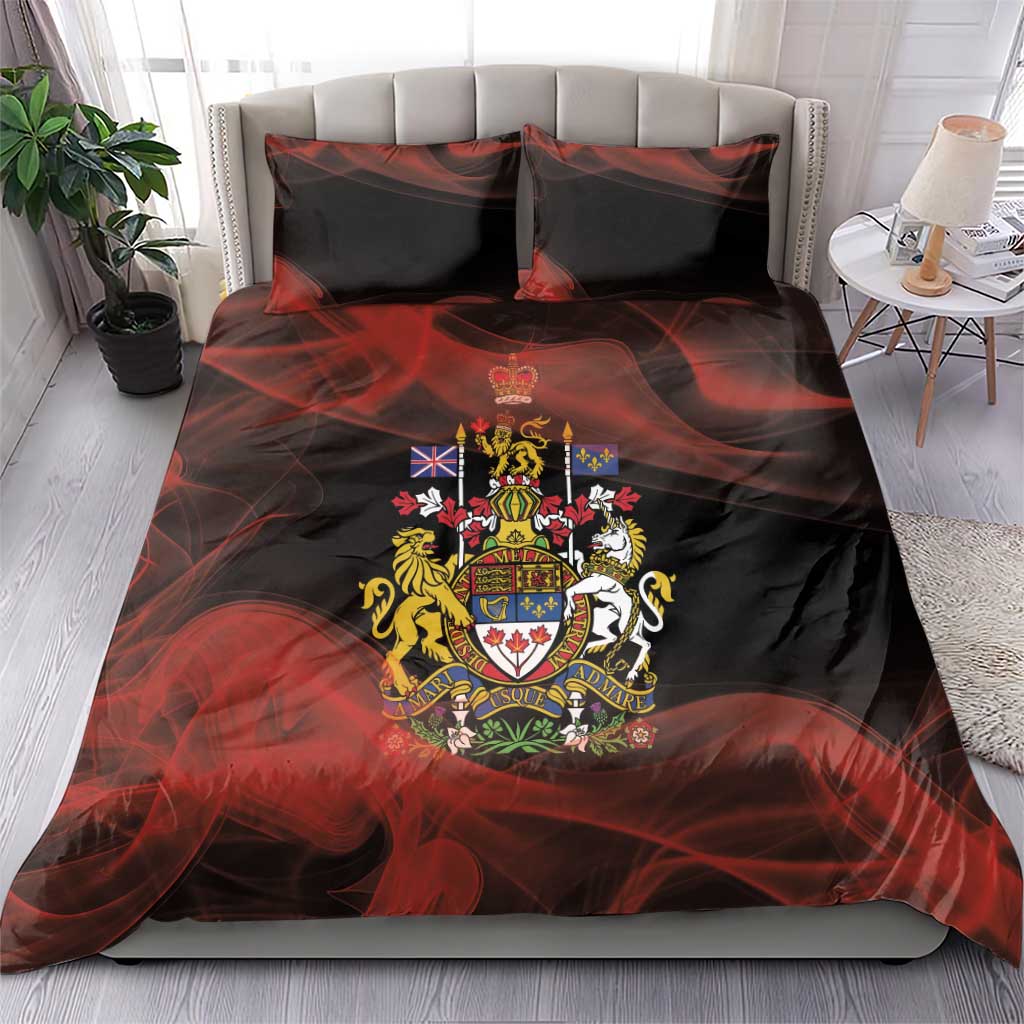 Canada Flag Coat of Arms Bedding Set Light Wave Abstract Style