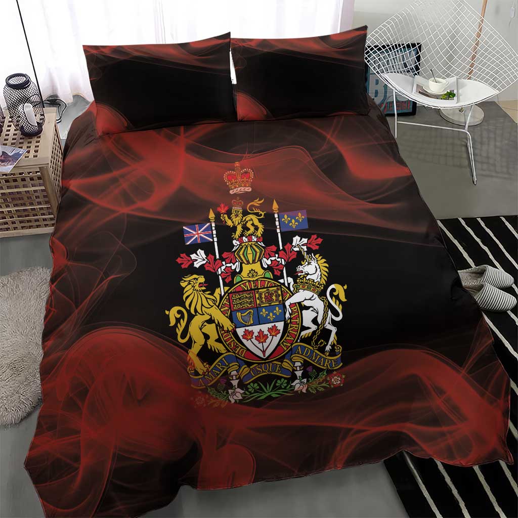 Canada Flag Coat of Arms Bedding Set Light Wave Abstract Style