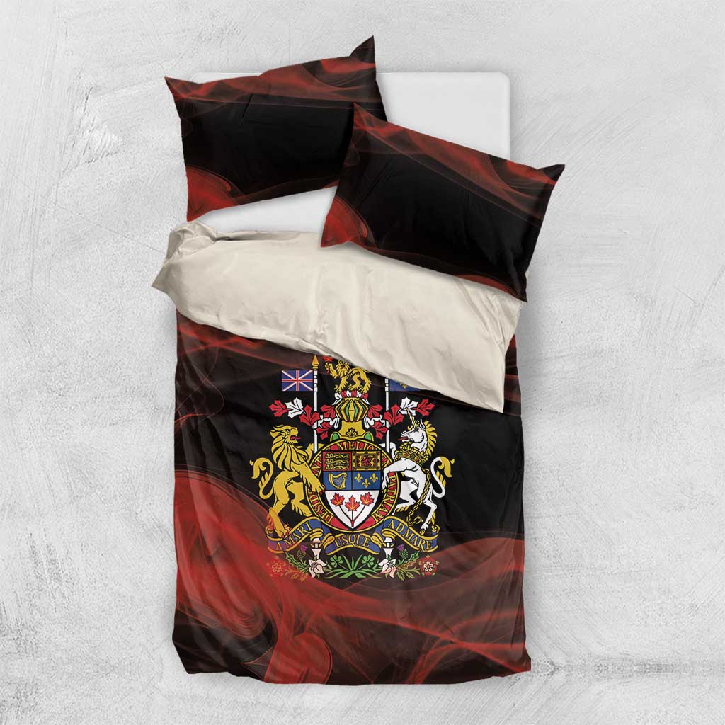 Canada Flag Coat of Arms Bedding Set Light Wave Abstract Style