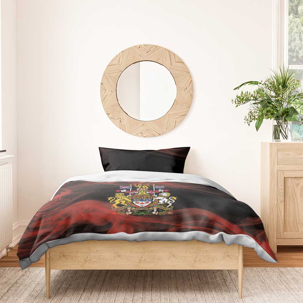 Canada Flag Coat of Arms Bedding Set Light Wave Abstract Style
