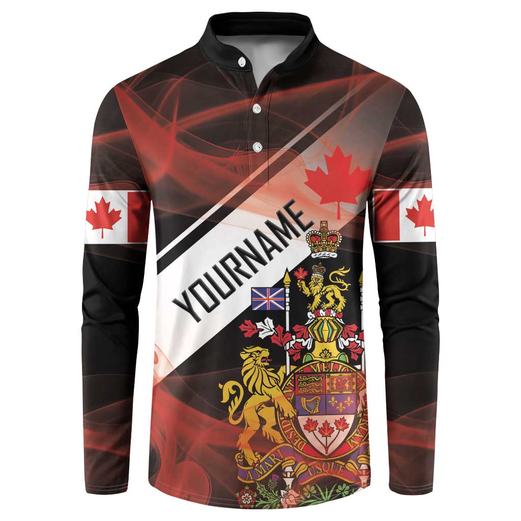 Canada Flag Coat of Arms Button Sweatshirt Light Wave Abstract Style