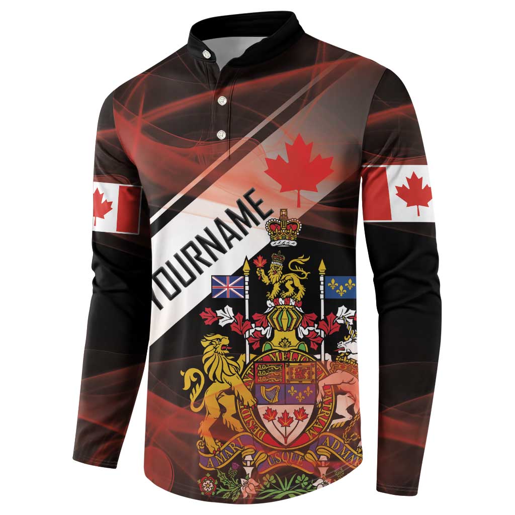 Canada Flag Coat of Arms Button Sweatshirt Light Wave Abstract Style