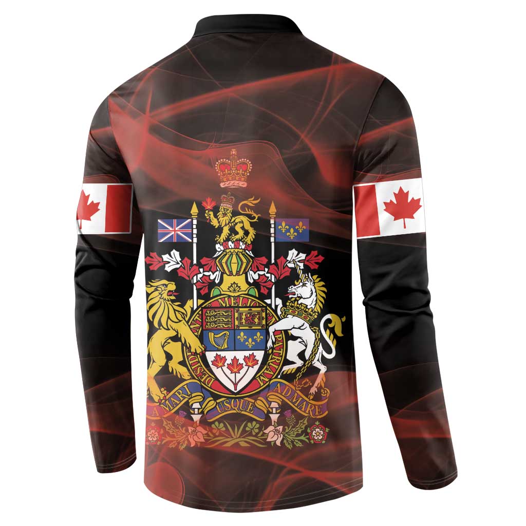 Canada Flag Coat of Arms Button Sweatshirt Light Wave Abstract Style