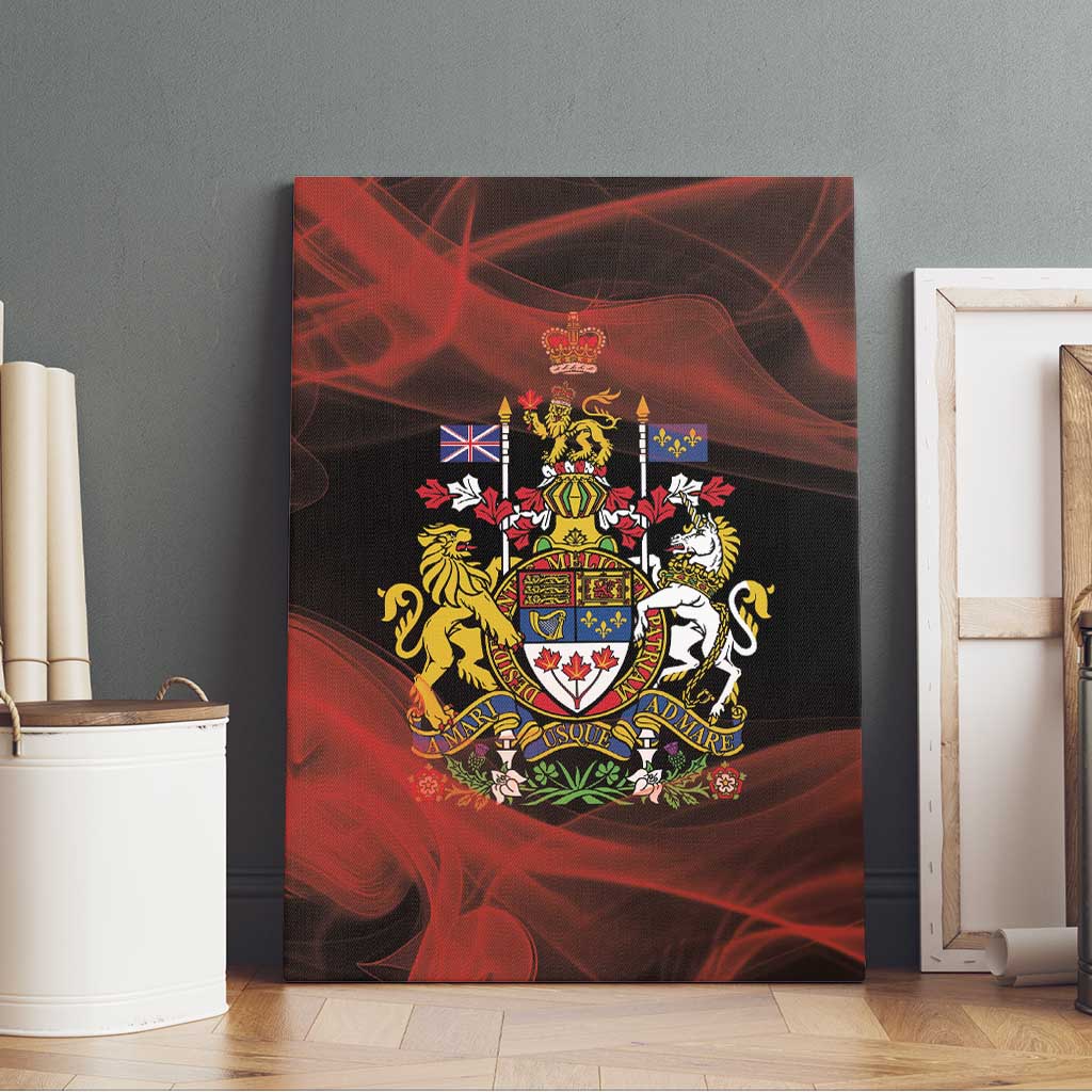 Canada Flag Coat of Arms Canvas Wall Art Light Wave Abstract Style
