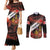 Canada Flag Coat of Arms Couples Matching Mermaid Dress and Long Sleeve Button Shirt Light Wave Abstract Style
