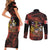 Canada Flag Coat of Arms Couples Matching Short Sleeve Bodycon Dress and Long Sleeve Button Shirt Light Wave Abstract Style