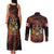 Canada Flag Coat of Arms Couples Matching Tank Maxi Dress and Long Sleeve Button Shirt Light Wave Abstract Style