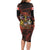 Canada Flag Coat of Arms Family Matching Long Sleeve Bodycon Dress and Hawaiian Shirt Light Wave Abstract Style