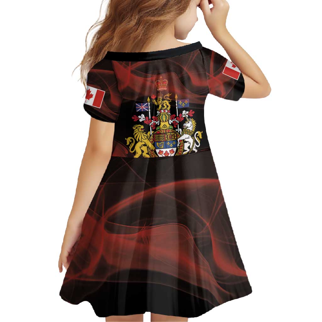 Canada Flag Coat of Arms Family Matching Mermaid Dress and Hawaiian Shirt Light Wave Abstract Style