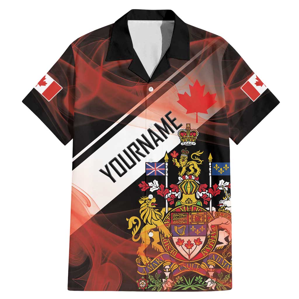 Canada Flag Coat of Arms Family Matching Mermaid Dress and Hawaiian Shirt Light Wave Abstract Style