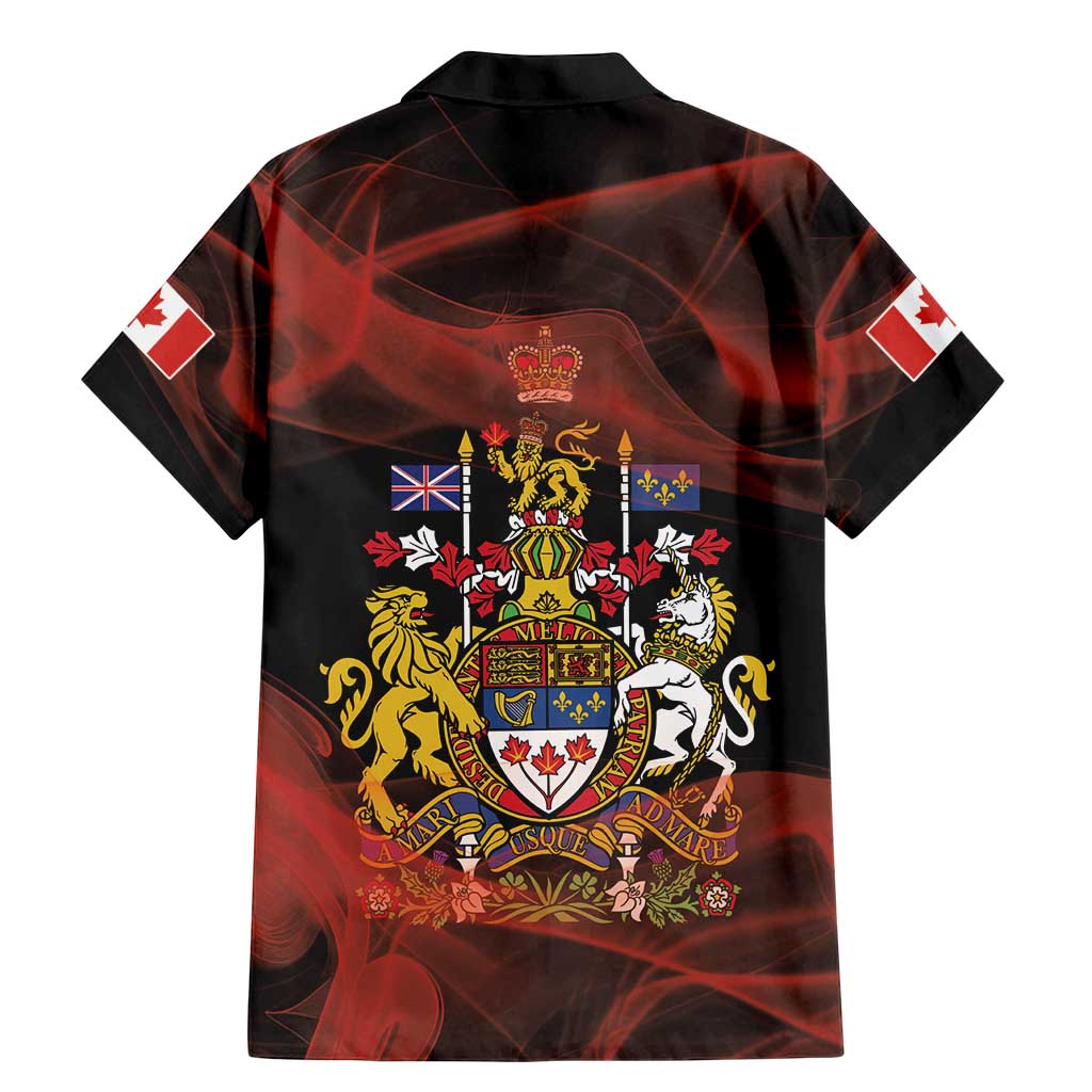 Canada Flag Coat of Arms Family Matching Mermaid Dress and Hawaiian Shirt Light Wave Abstract Style