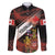 Canada Flag Coat of Arms Family Matching Off The Shoulder Long Sleeve Dress and Hawaiian Shirt Light Wave Abstract Style
