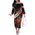 Canada Flag Coat of Arms Family Matching Off The Shoulder Long Sleeve Dress and Hawaiian Shirt Light Wave Abstract Style