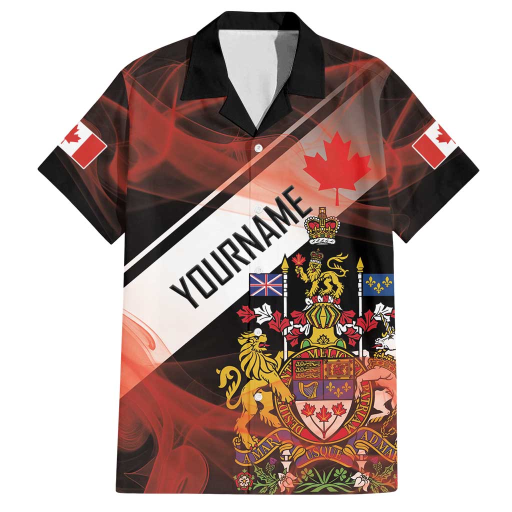Canada Flag Coat of Arms Family Matching Puletasi and Hawaiian Shirt Light Wave Abstract Style