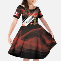Canada Flag Coat of Arms Family Matching Short Sleeve Bodycon Dress and Hawaiian Shirt Light Wave Abstract Style