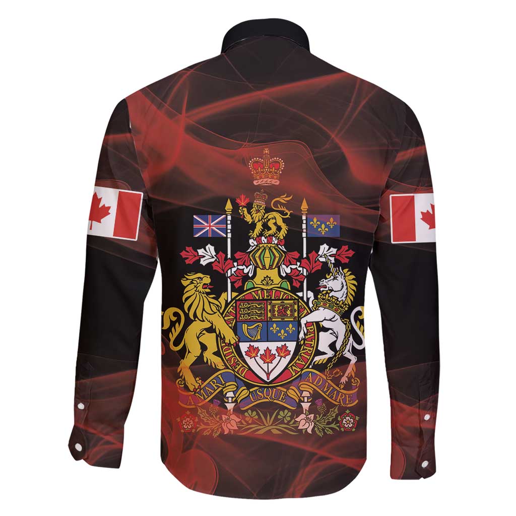 Canada Flag Coat of Arms Family Matching Short Sleeve Bodycon Dress and Hawaiian Shirt Light Wave Abstract Style