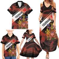 Canada Flag Coat of Arms Family Matching Summer Maxi Dress and Hawaiian Shirt Light Wave Abstract Style
