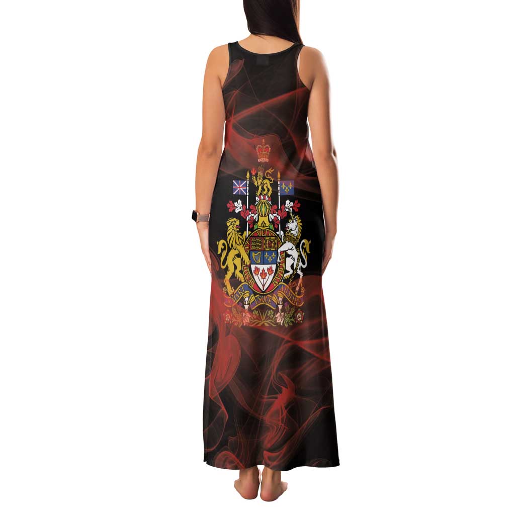 Canada Flag Coat of Arms Family Matching Tank Maxi Dress and Hawaiian Shirt Light Wave Abstract Style