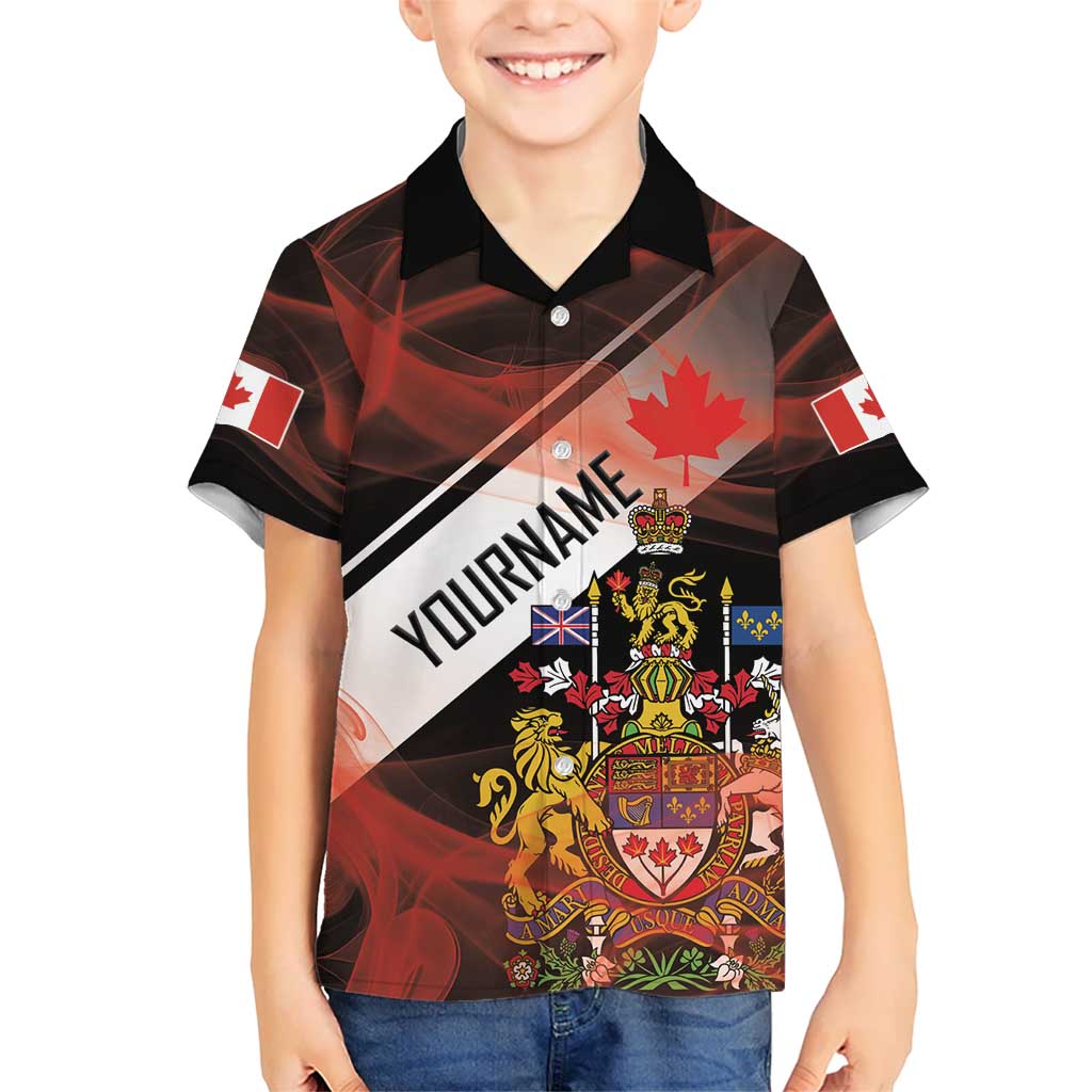 Canada Flag Coat of Arms Kid Hawaiian Shirt Light Wave Abstract Style