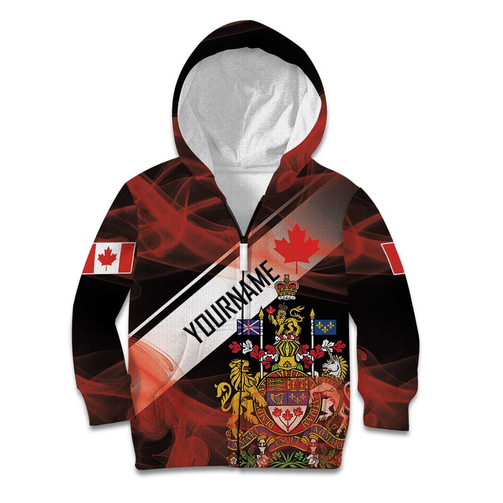 Canada Flag Coat of Arms Kid Hoodie Light Wave Abstract Style