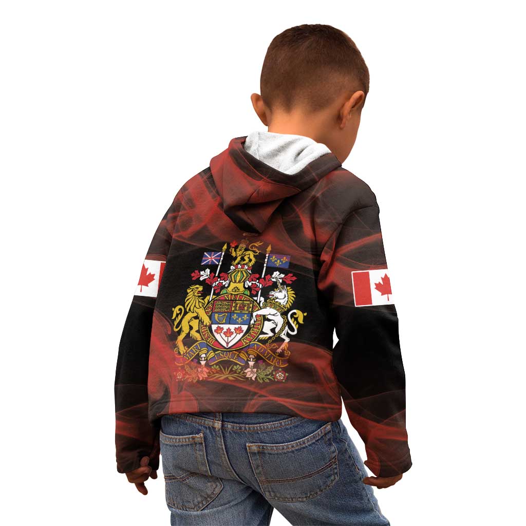 Canada Flag Coat of Arms Kid Hoodie Light Wave Abstract Style