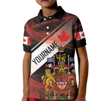 Canada Flag Coat of Arms Kid Polo Shirt Light Wave Abstract Style