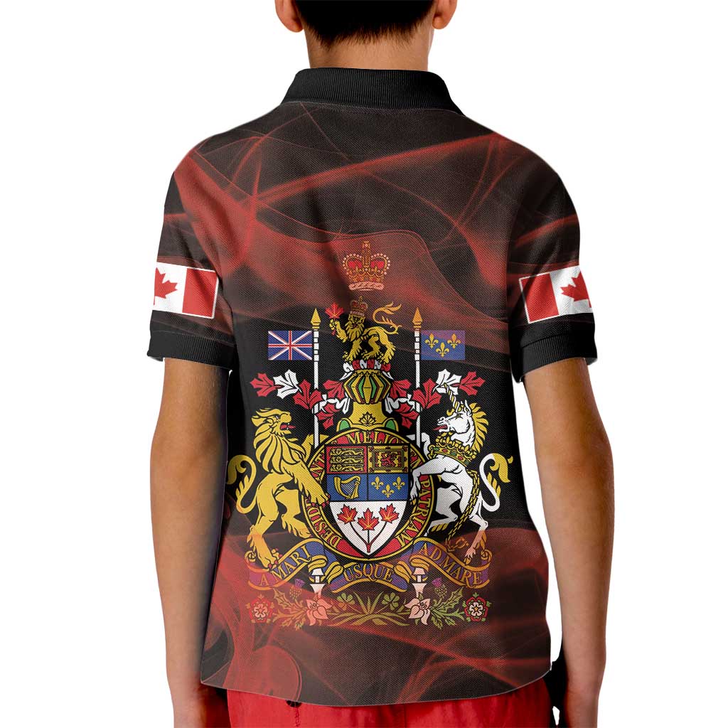 Canada Flag Coat of Arms Kid Polo Shirt Light Wave Abstract Style