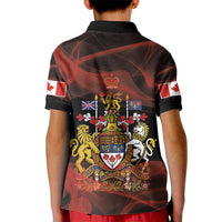 Canada Flag Coat of Arms Kid Polo Shirt Light Wave Abstract Style