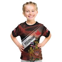 Canada Flag Coat of Arms Kid T Shirt Light Wave Abstract Style