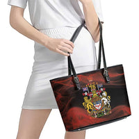 Canada Flag Coat of Arms Leather Tote Bag Light Wave Abstract Style