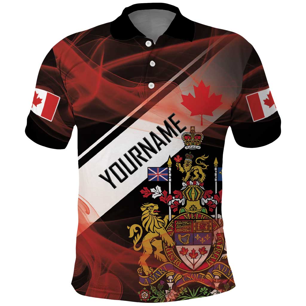 Canada Flag Coat of Arms Polo Shirt Light Wave Abstract Style