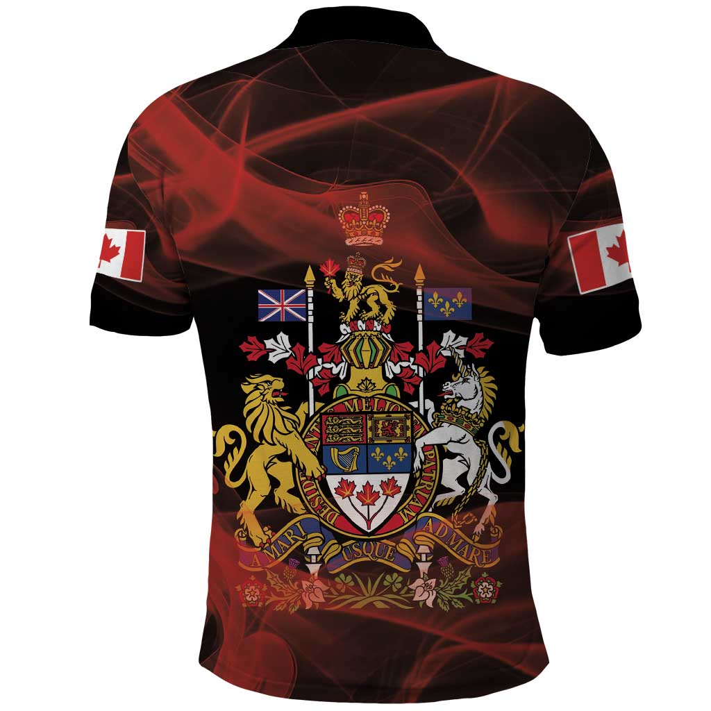Canada Flag Coat of Arms Polo Shirt Light Wave Abstract Style