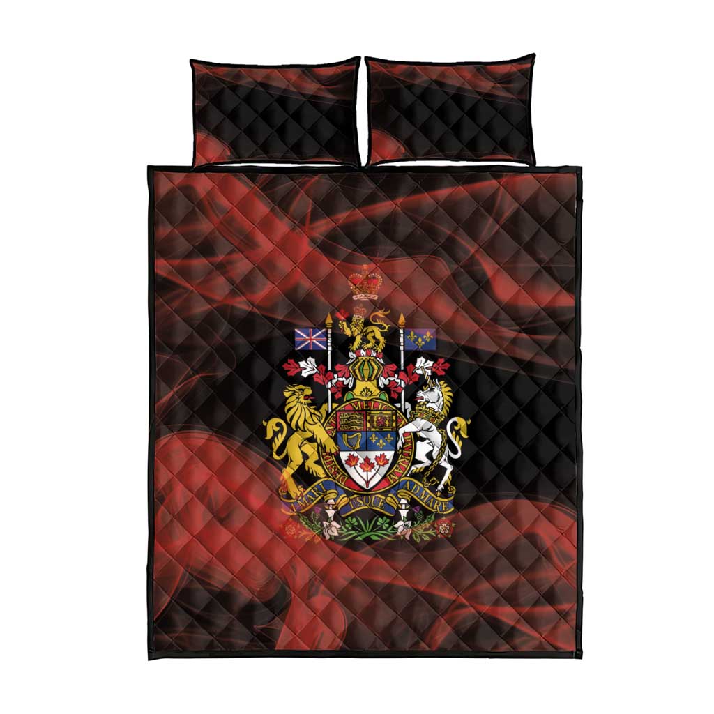 Canada Flag Coat of Arms Quilt Bed Set Light Wave Abstract Style