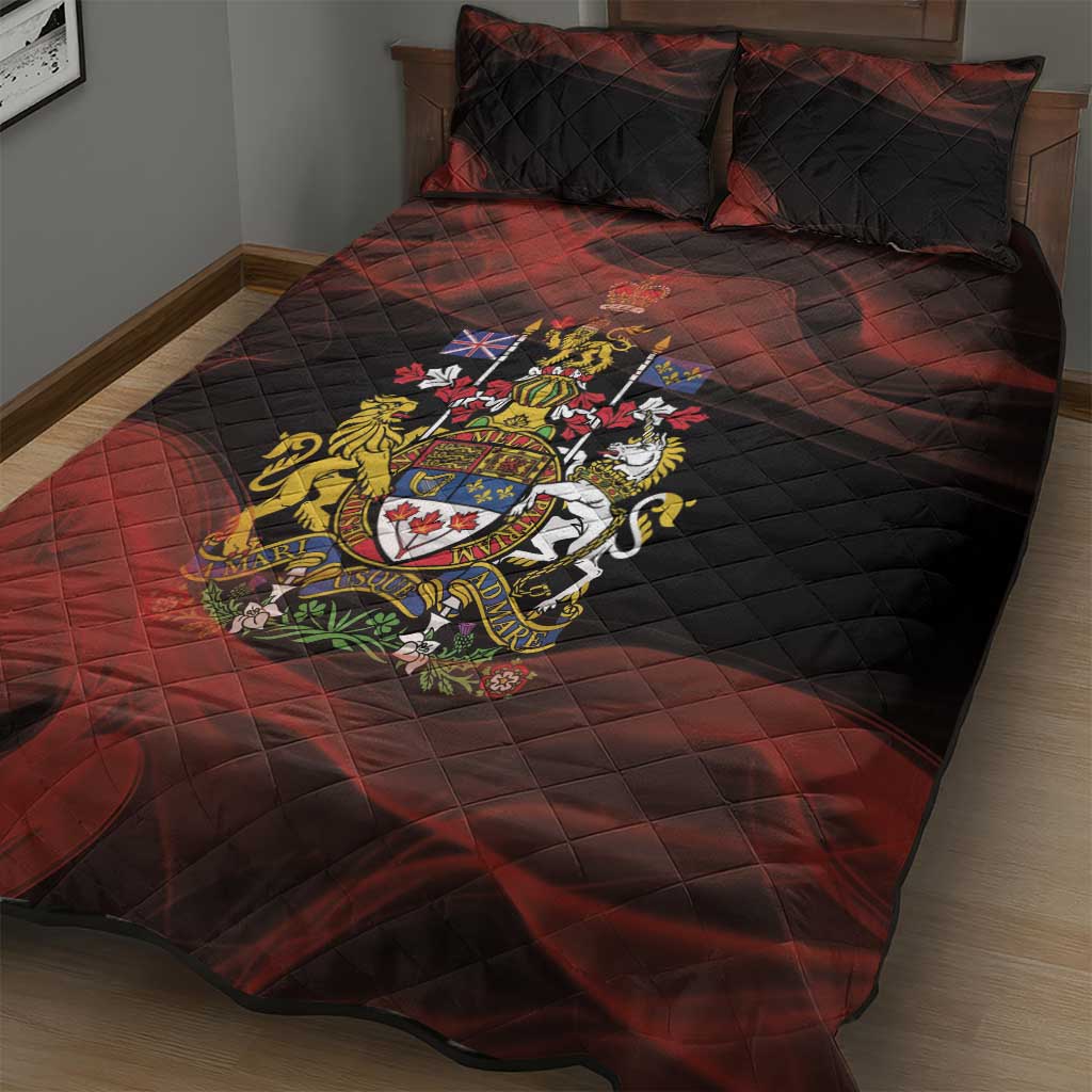 Canada Flag Coat of Arms Quilt Bed Set Light Wave Abstract Style