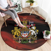 Canada Flag Coat of Arms Round Carpet Light Wave Abstract Style